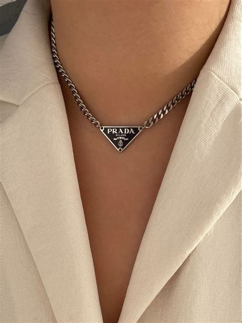 gray Prada necklace